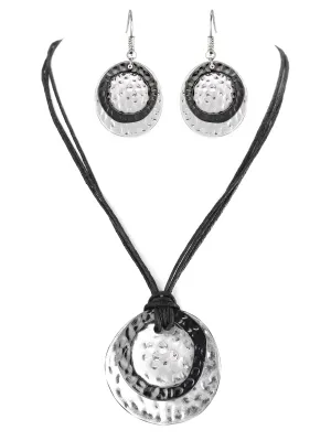 2TONE NECKLACE AND EARRINGS SET  #ADX6407304 (SHBA11)