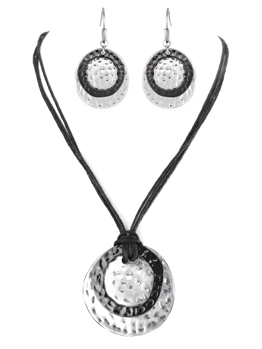 2TONE NECKLACE AND EARRINGS SET  #ADX6407304 (SHBA11)