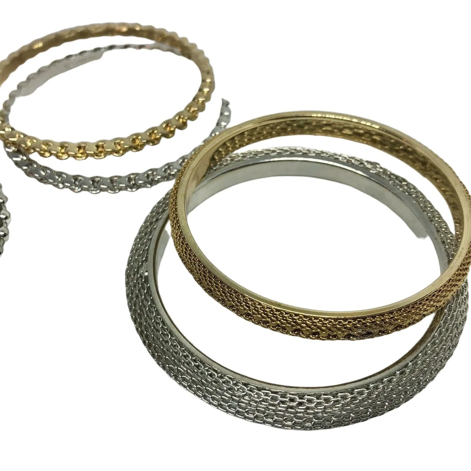 3 Pairs Silver & Gold Bangles (6 bracelets) Women Girls Dressy Casual