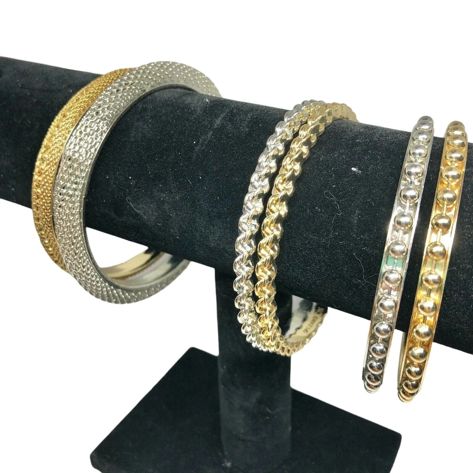 3 Pairs Silver & Gold Bangles (6 bracelets) Women Girls Dressy Casual