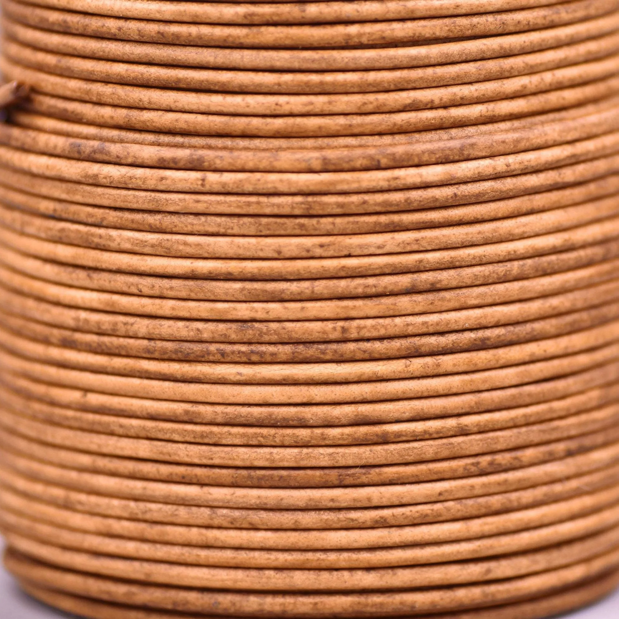 3mm Leather Cord - Natural Mustard Brown - Round - Matt Finish - Indian Leather - Wrap Bracelet Making Findings - Antique Color Natural Dye