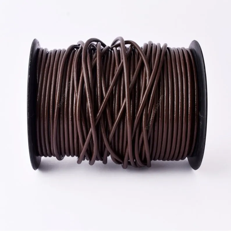 3mm Natural Tan Brown Leather Cord - Round - Premium Quality - Indian Leather - Wrap Bracelet Making Findings - Lead Free - Necklace Making