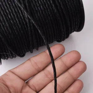 3mm Round Bolo Braided Black Leather Cord - Premium Quality - Indian Leather - Wrap Bracelet Making Findings - Lead Free - Necklace Making