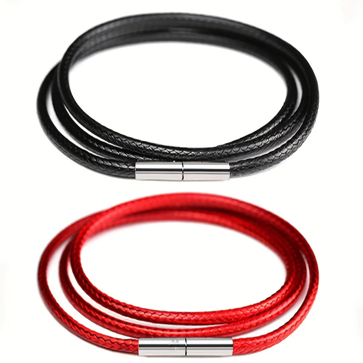3mm Wax Leather Cord Choker Necklace Stainless Steel Clasp Thin 16 30 Mens