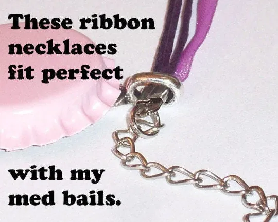 5 for 1.99 Deep Pink 17 in. Organza Ribbon and Cord Necklaces, Bottlecap Supply, Pendant Necklace, Jewelry Supply, Organza Necklace