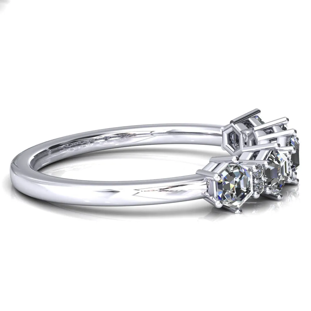 5-Stone 5mm Hexagon Diamond Accent Wedding Band
