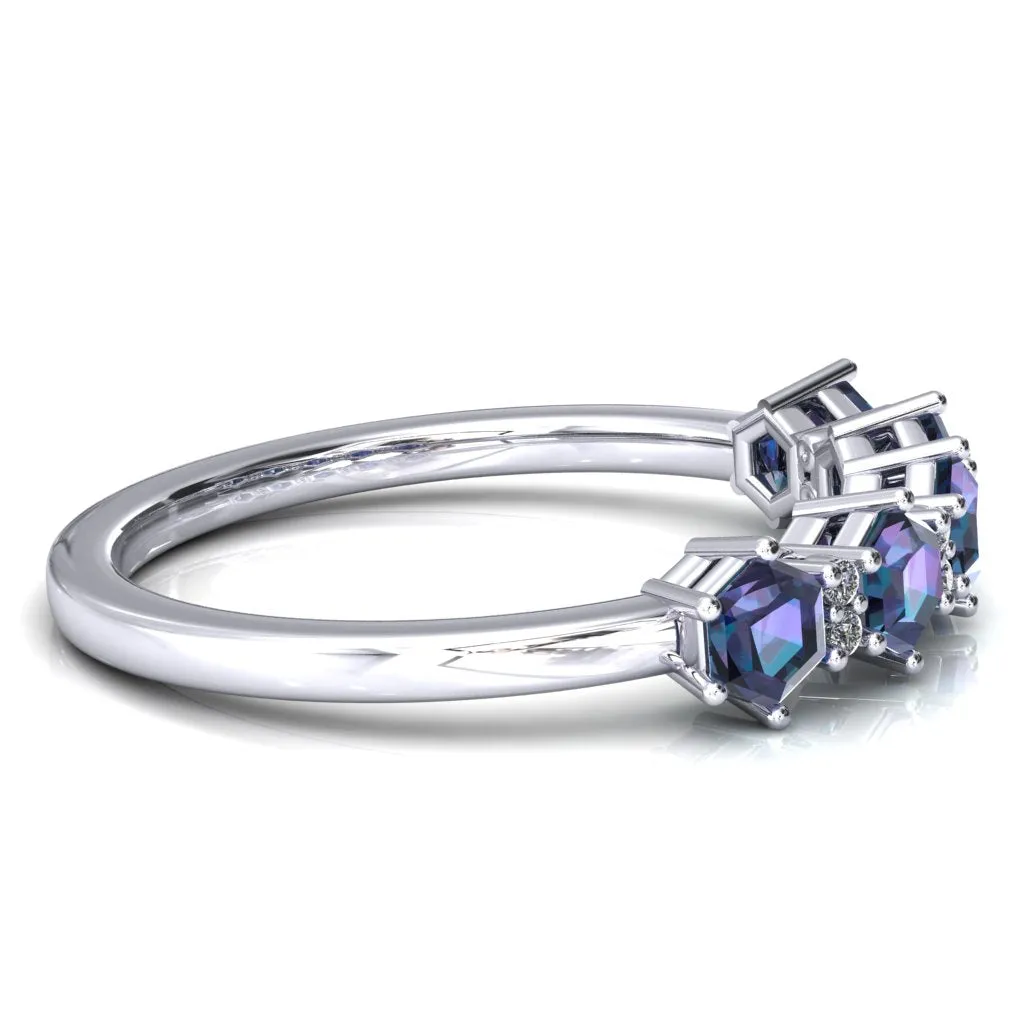 5-Stone 5mm Hexagon Diamond Accent Wedding Band