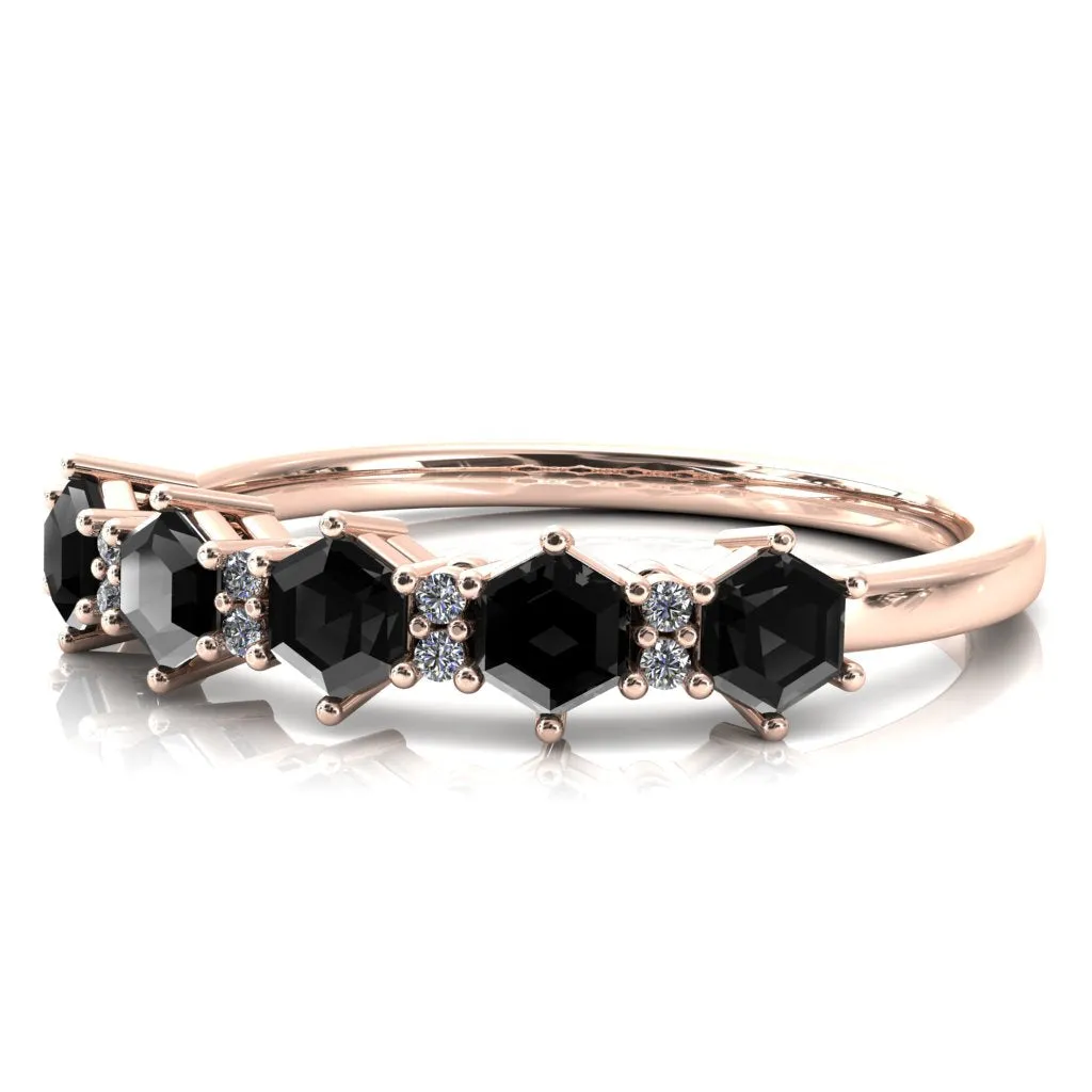 5-Stone 5mm Hexagon Diamond Accent Wedding Band