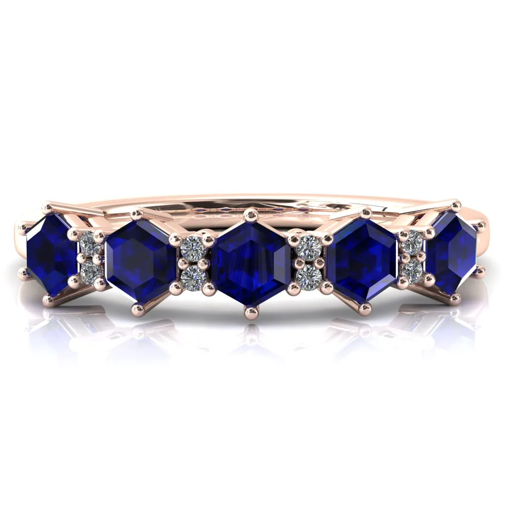 5-Stone 5mm Hexagon Diamond Accent Wedding Band