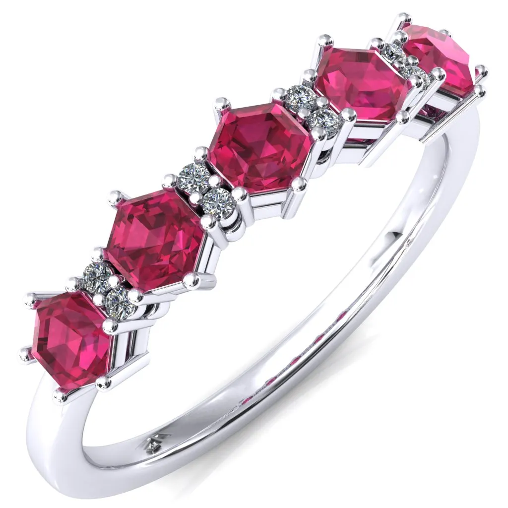 5-Stone 5mm Hexagon Diamond Accent Wedding Band
