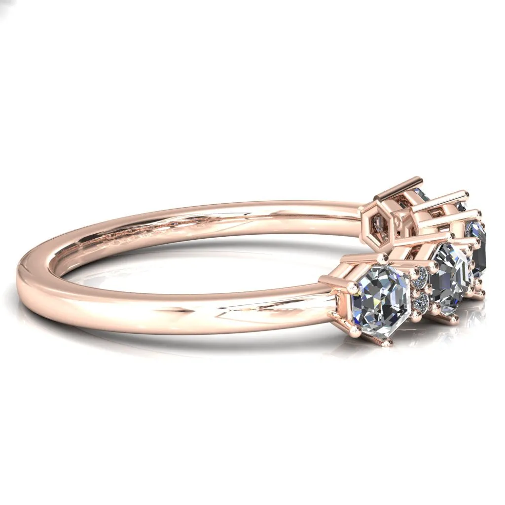 5-Stone 5mm Hexagon Diamond Accent Wedding Band