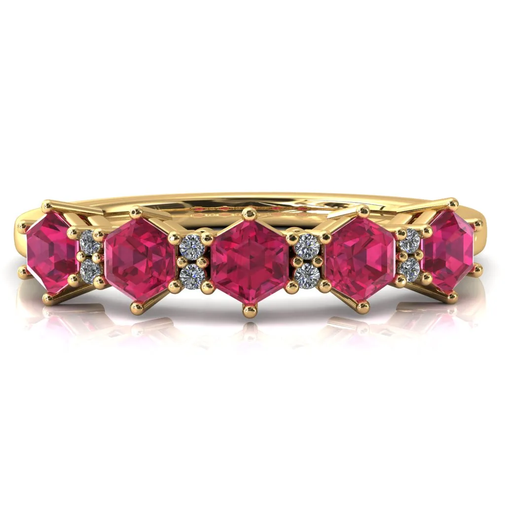5-Stone 5mm Hexagon Diamond Accent Wedding Band