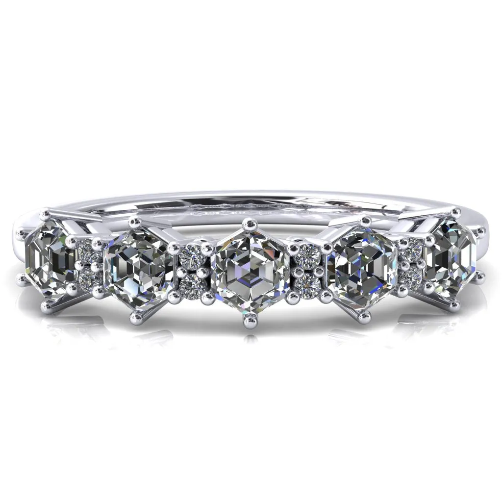 5-Stone 5mm Hexagon Diamond Accent Wedding Band