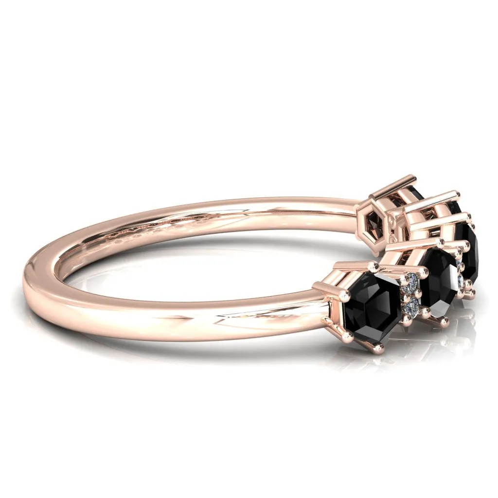 5-Stone 5mm Hexagon Diamond Accent Wedding Band