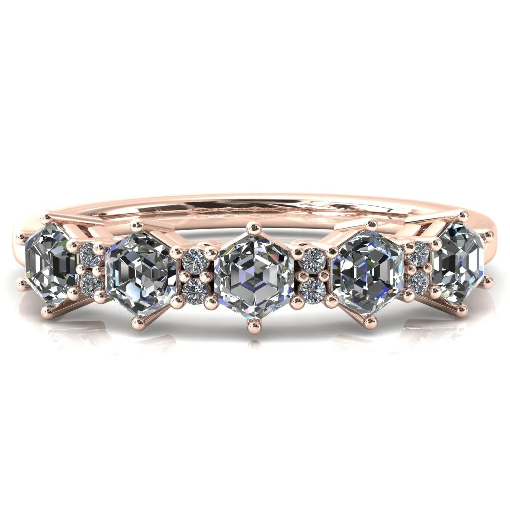 5-Stone 5mm Hexagon Diamond Accent Wedding Band