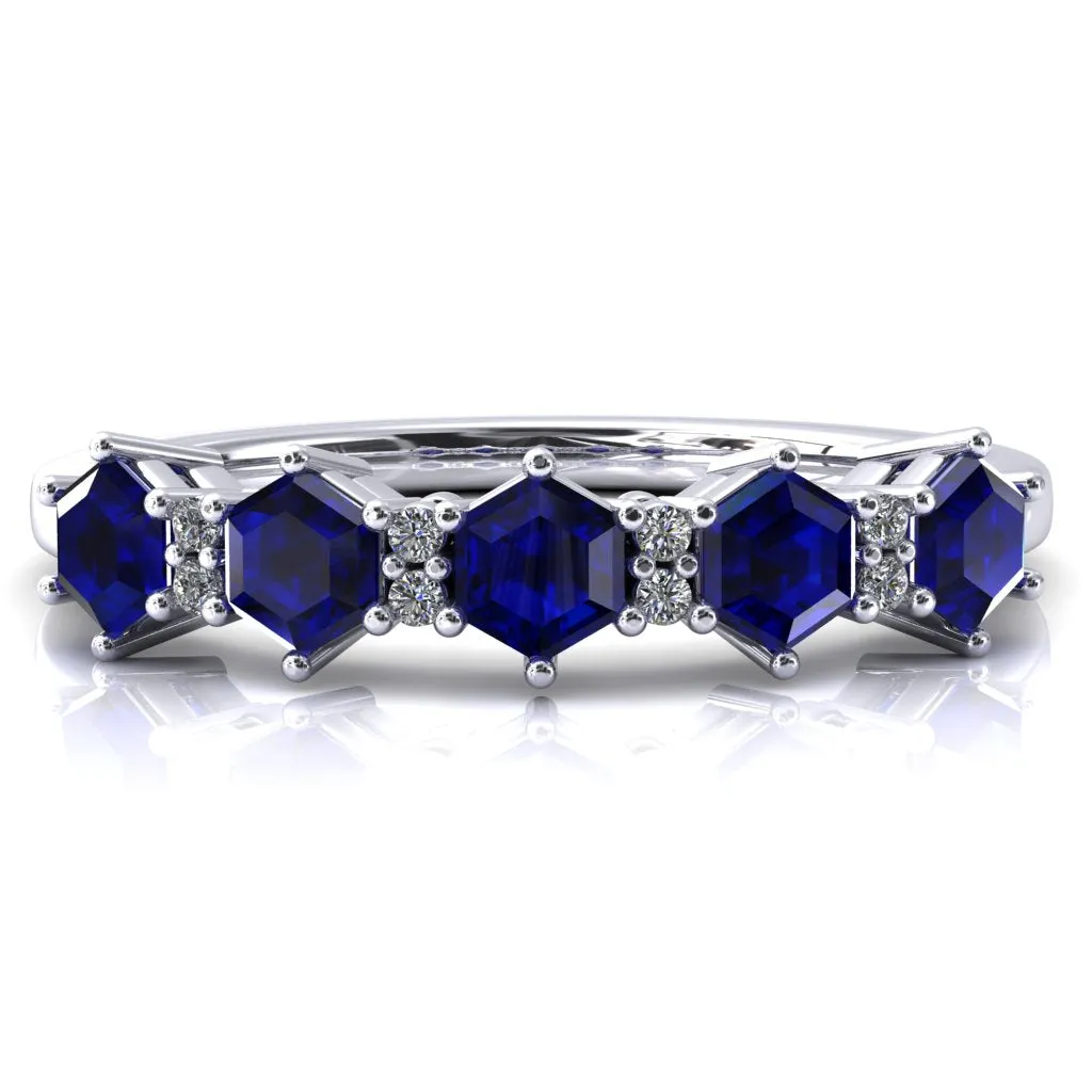 5-Stone 5mm Hexagon Diamond Accent Wedding Band