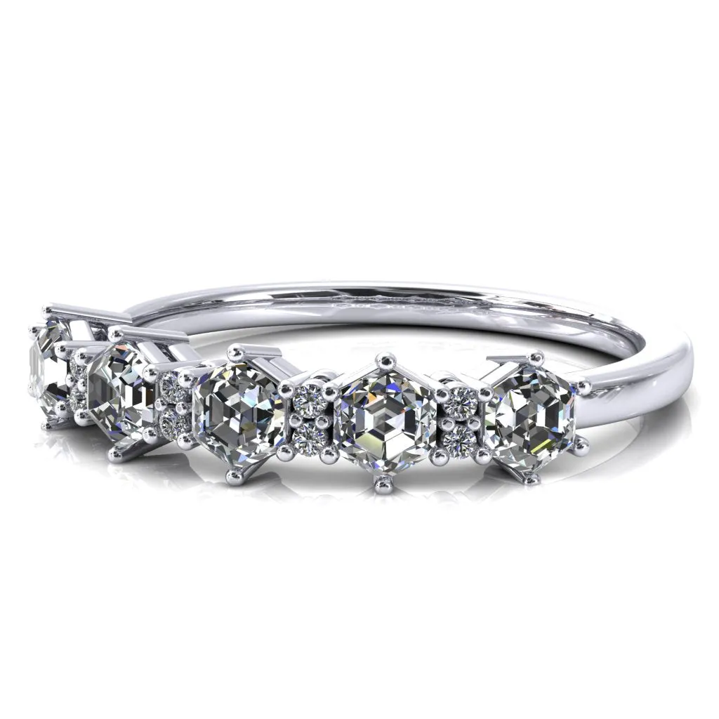 5-Stone 5mm Hexagon Diamond Accent Wedding Band