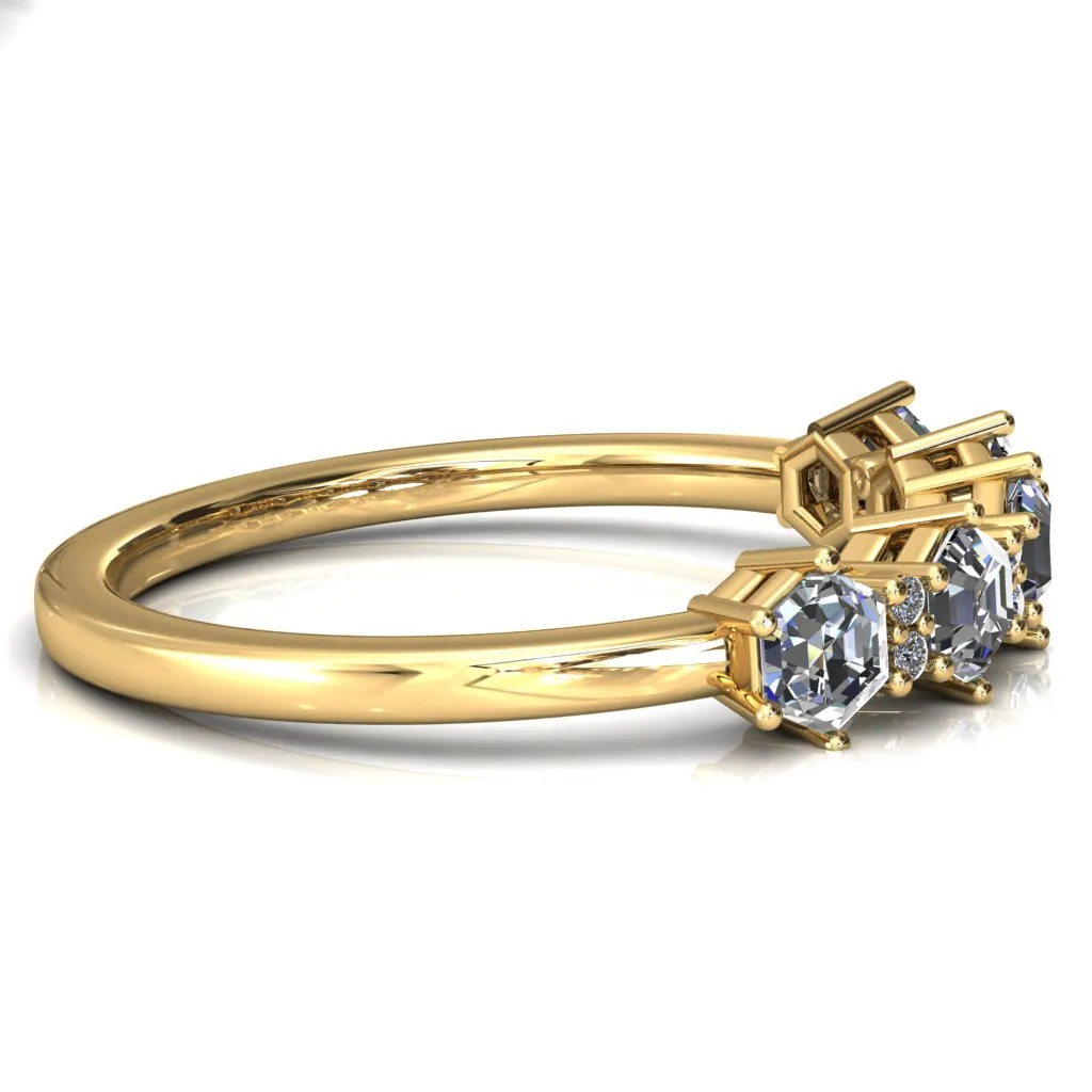 5-Stone 5mm Hexagon Diamond Accent Wedding Band