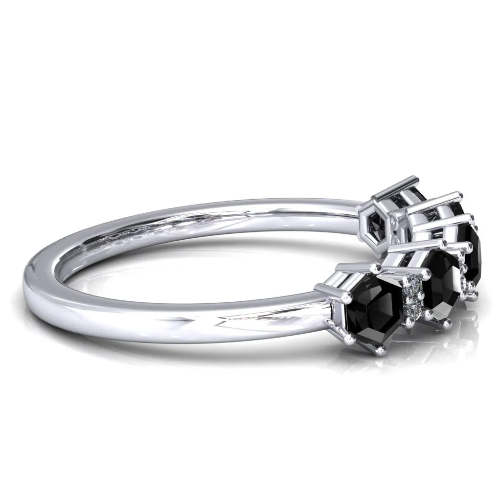5-Stone 5mm Hexagon Diamond Accent Wedding Band