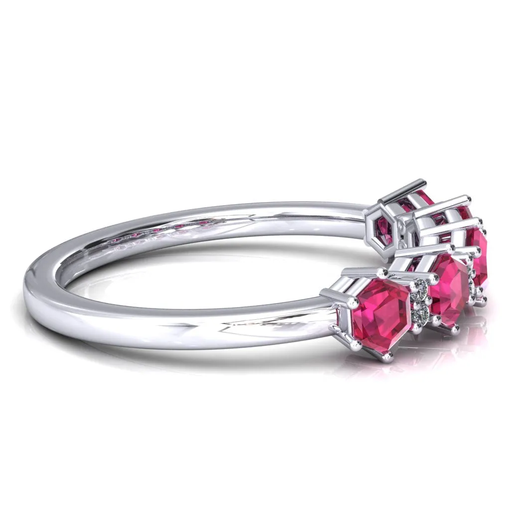 5-Stone 5mm Hexagon Diamond Accent Wedding Band
