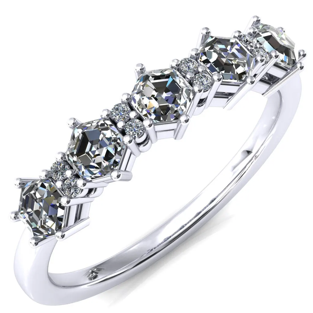 5-Stone 5mm Hexagon Diamond Accent Wedding Band