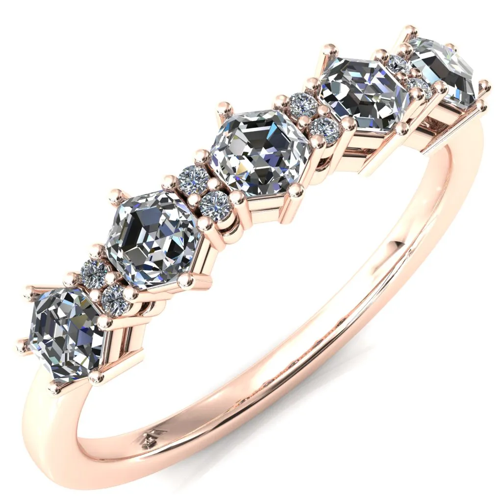 5-Stone 5mm Hexagon Diamond Accent Wedding Band