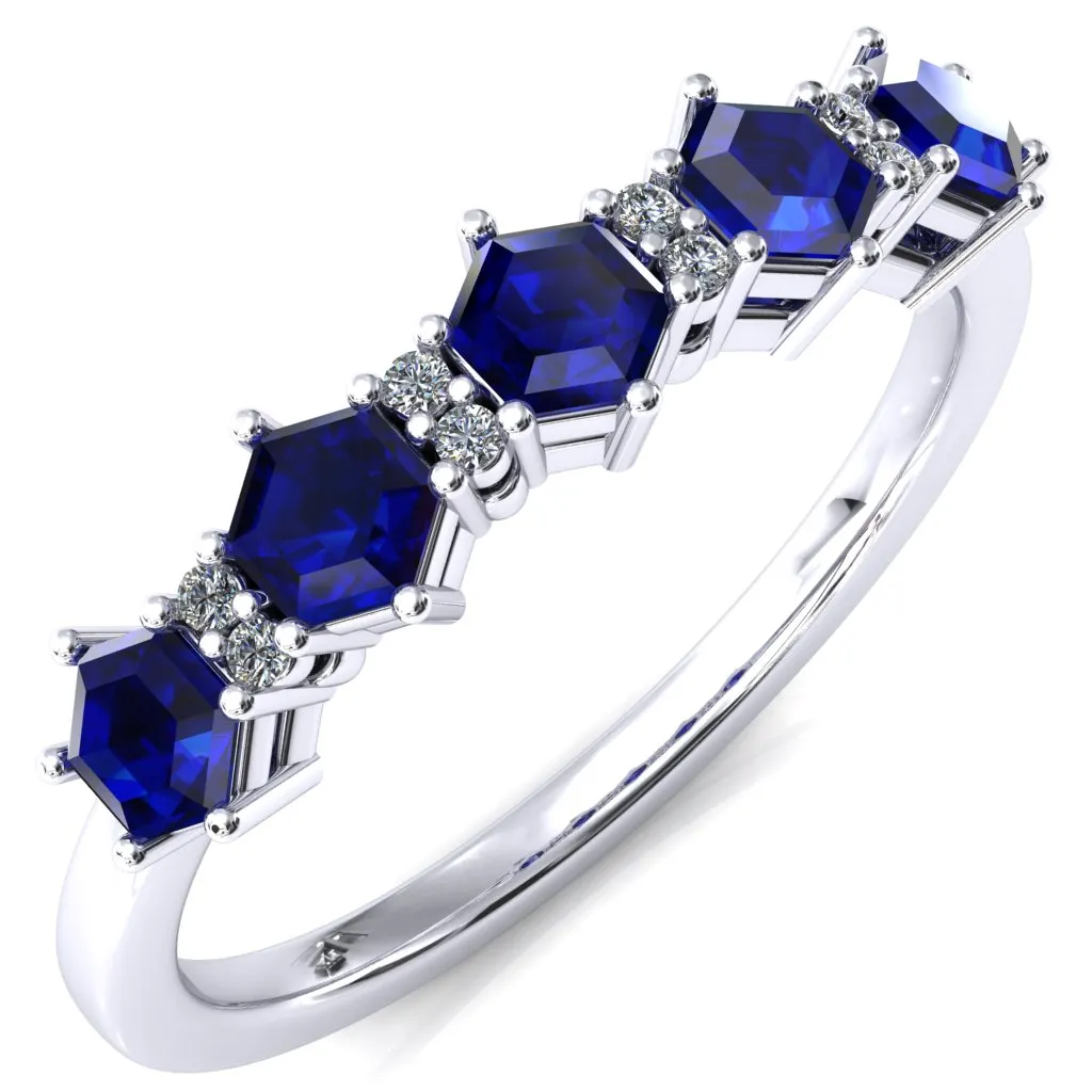 5-Stone 5mm Hexagon Diamond Accent Wedding Band