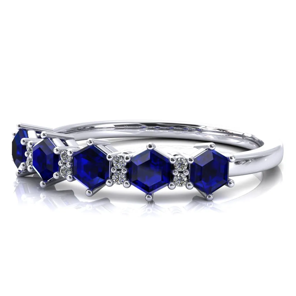 5-Stone 5mm Hexagon Diamond Accent Wedding Band