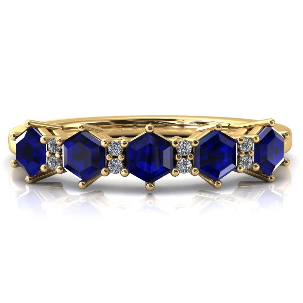 5-Stone 5mm Hexagon Diamond Accent Wedding Band