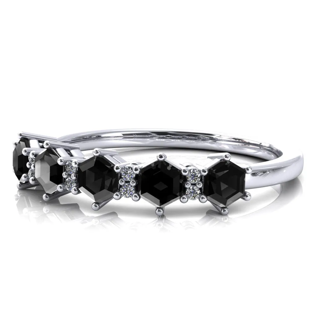 5-Stone 5mm Hexagon Diamond Accent Wedding Band