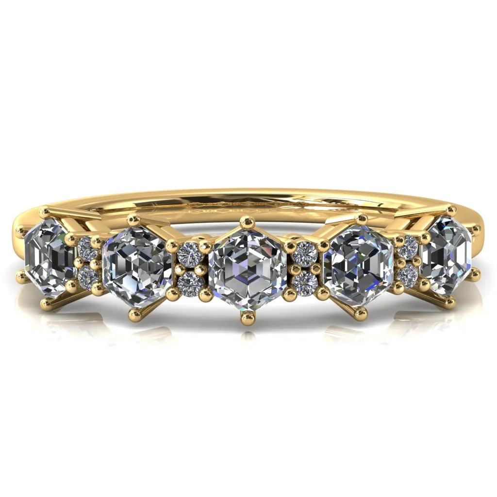 5-Stone 5mm Hexagon Diamond Accent Wedding Band