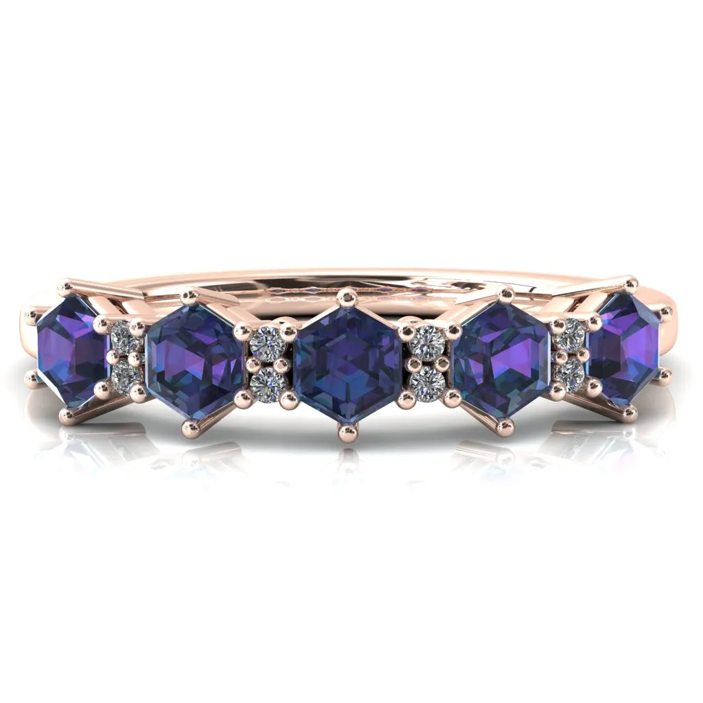 5-Stone 5mm Hexagon Diamond Accent Wedding Band