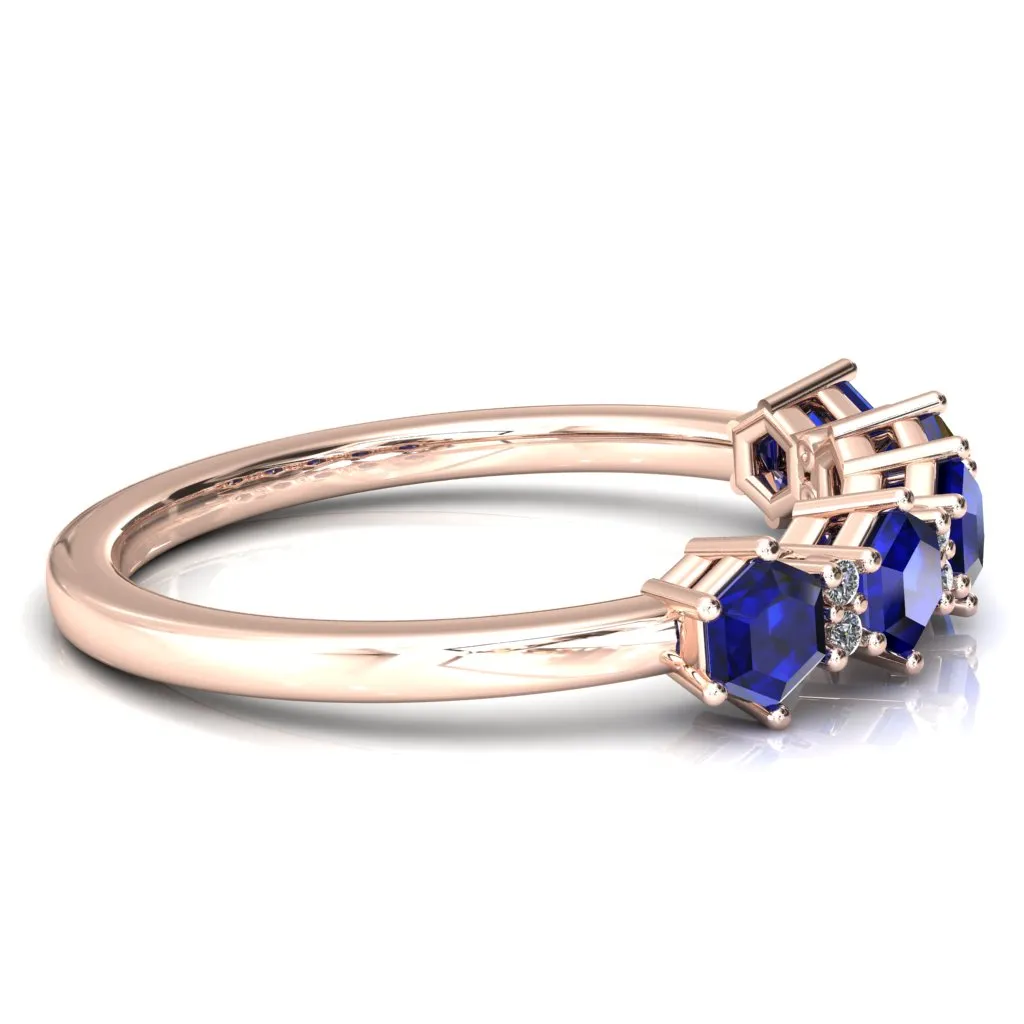 5-Stone 5mm Hexagon Diamond Accent Wedding Band