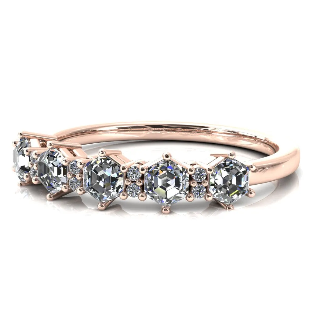5-Stone 5mm Hexagon Diamond Accent Wedding Band