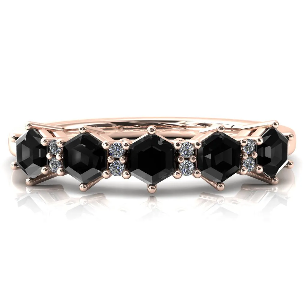 5-Stone 5mm Hexagon Diamond Accent Wedding Band