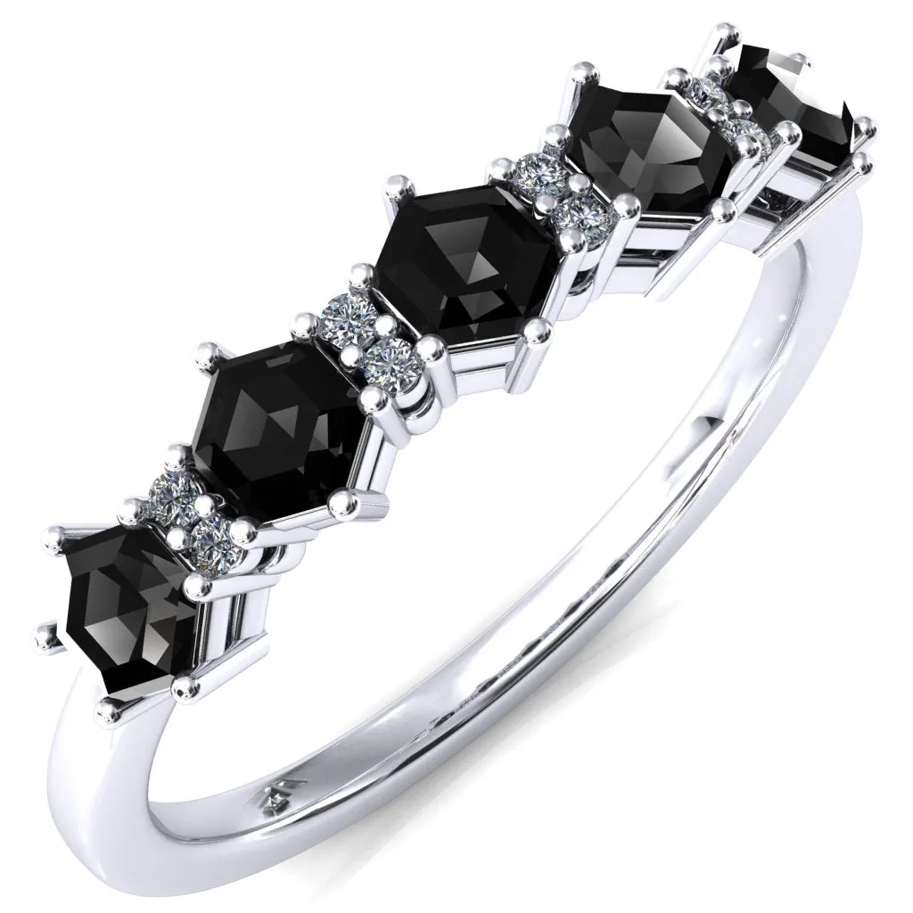 5-Stone 5mm Hexagon Diamond Accent Wedding Band