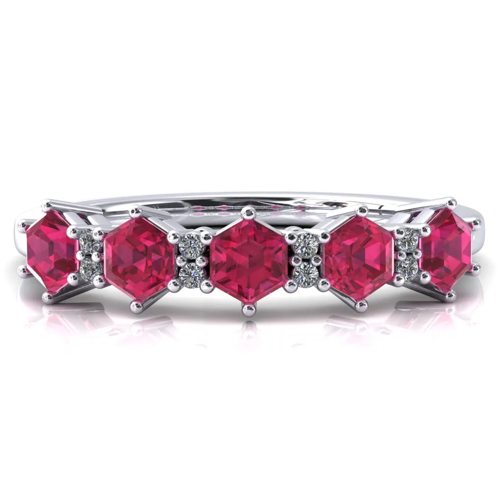 5-Stone 5mm Hexagon Diamond Accent Wedding Band