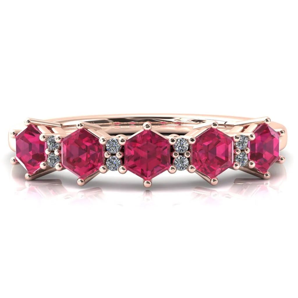 5-Stone 5mm Hexagon Diamond Accent Wedding Band