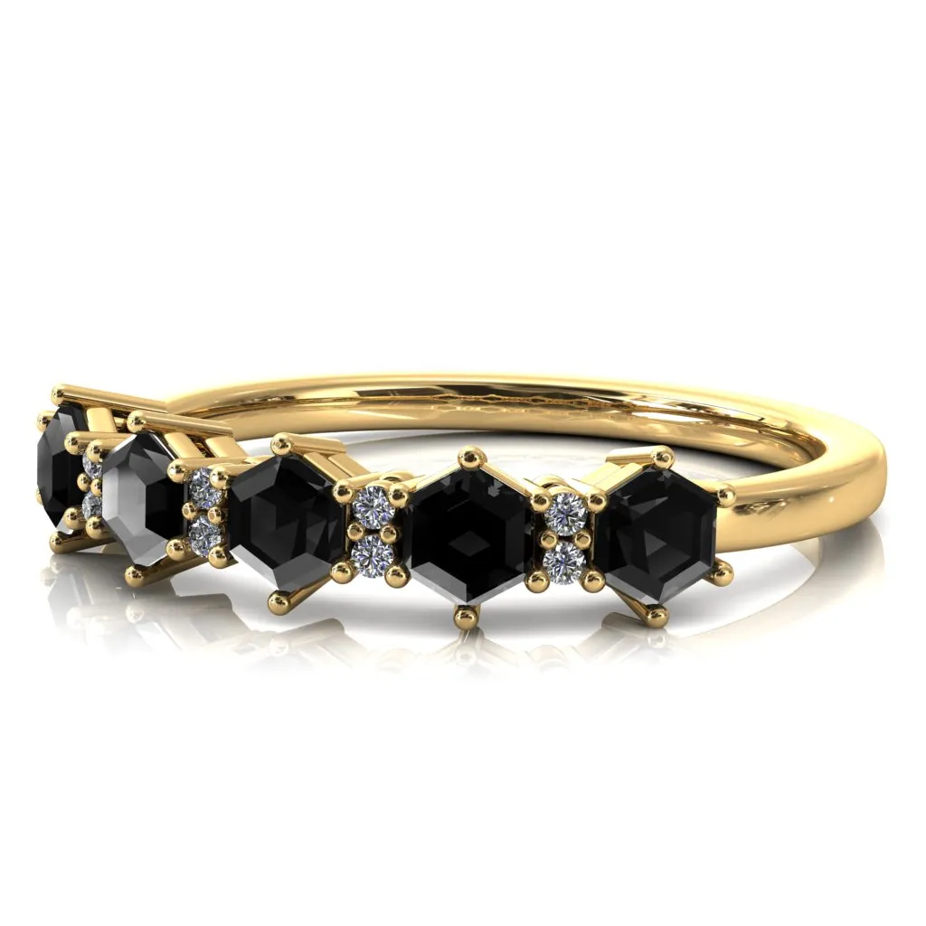5-Stone 5mm Hexagon Diamond Accent Wedding Band