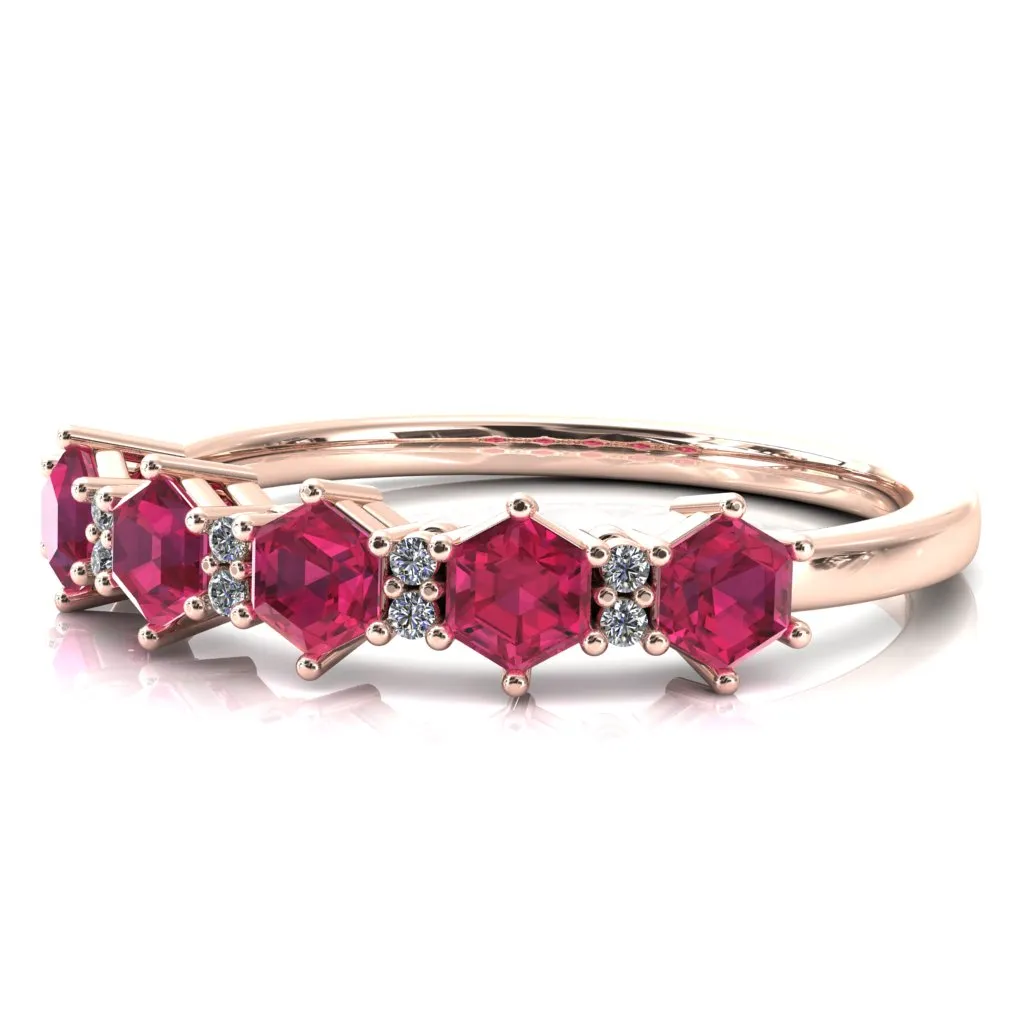 5-Stone 5mm Hexagon Diamond Accent Wedding Band