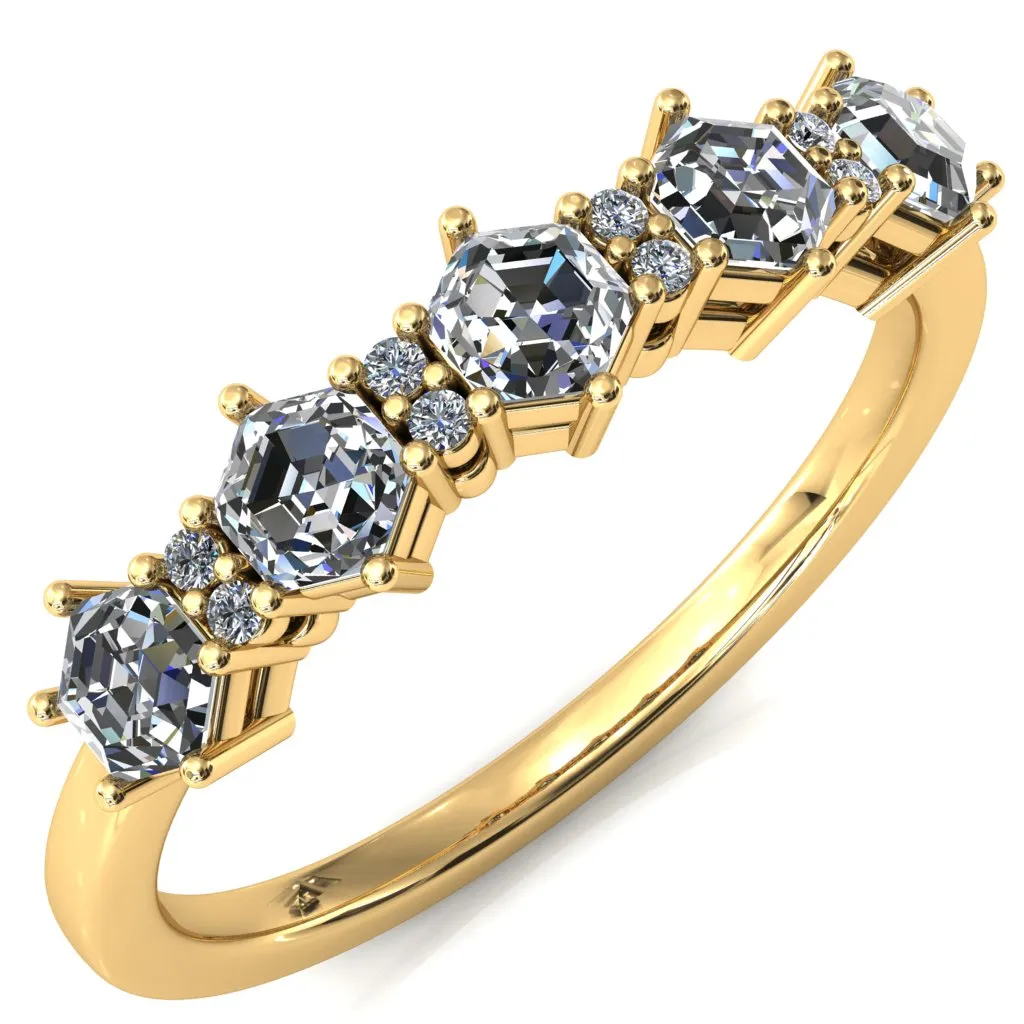 5-Stone 5mm Hexagon Diamond Accent Wedding Band
