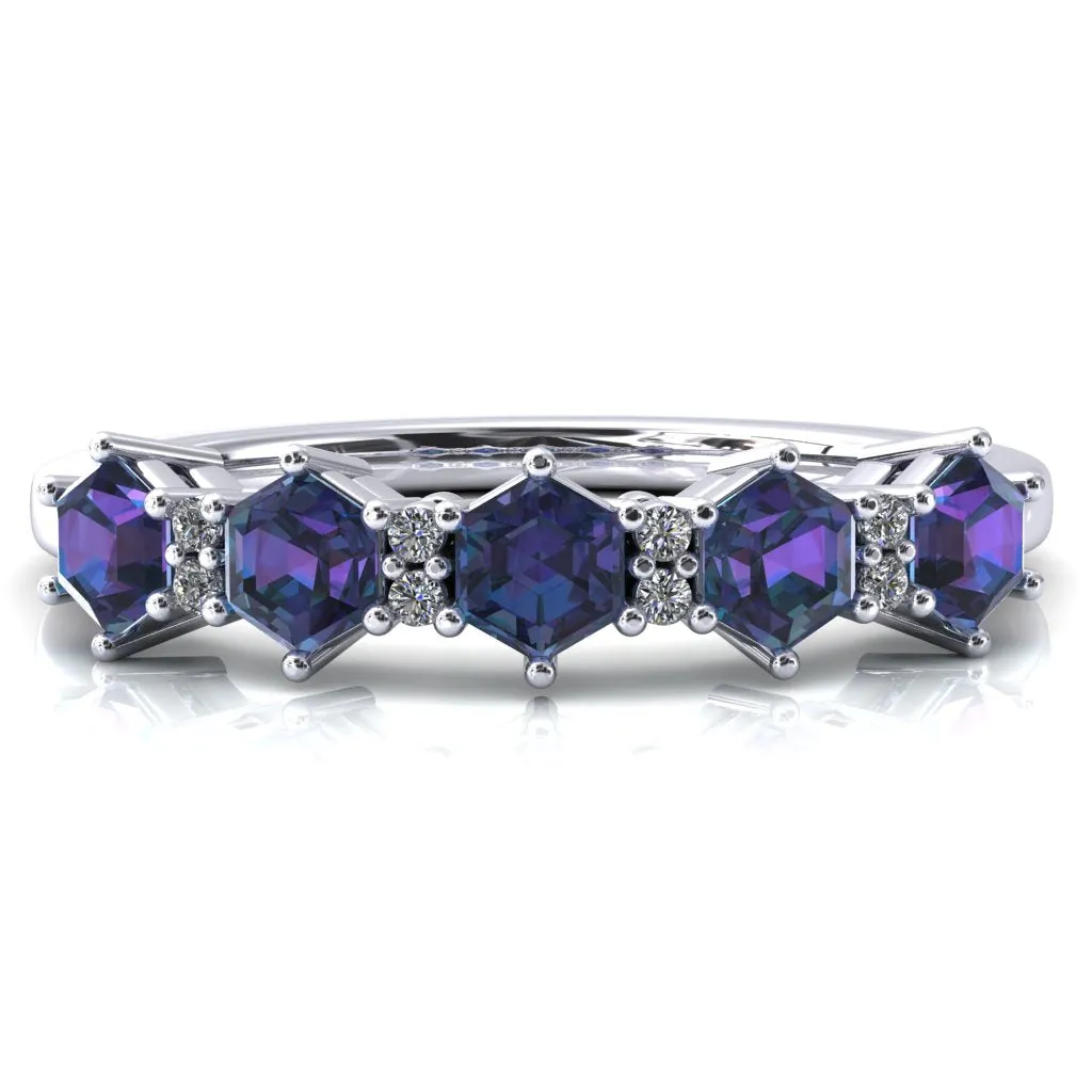 5-Stone 5mm Hexagon Diamond Accent Wedding Band