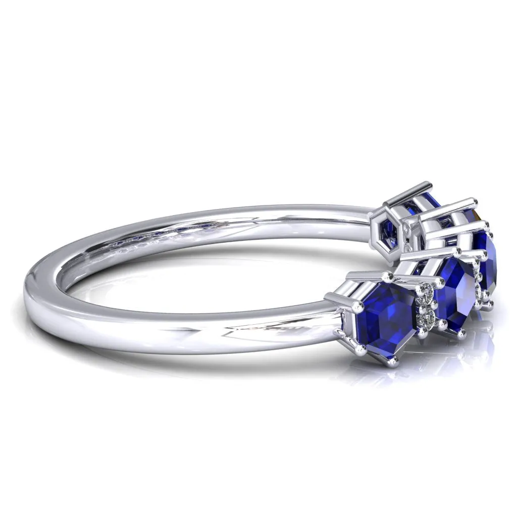 5-Stone 5mm Hexagon Diamond Accent Wedding Band