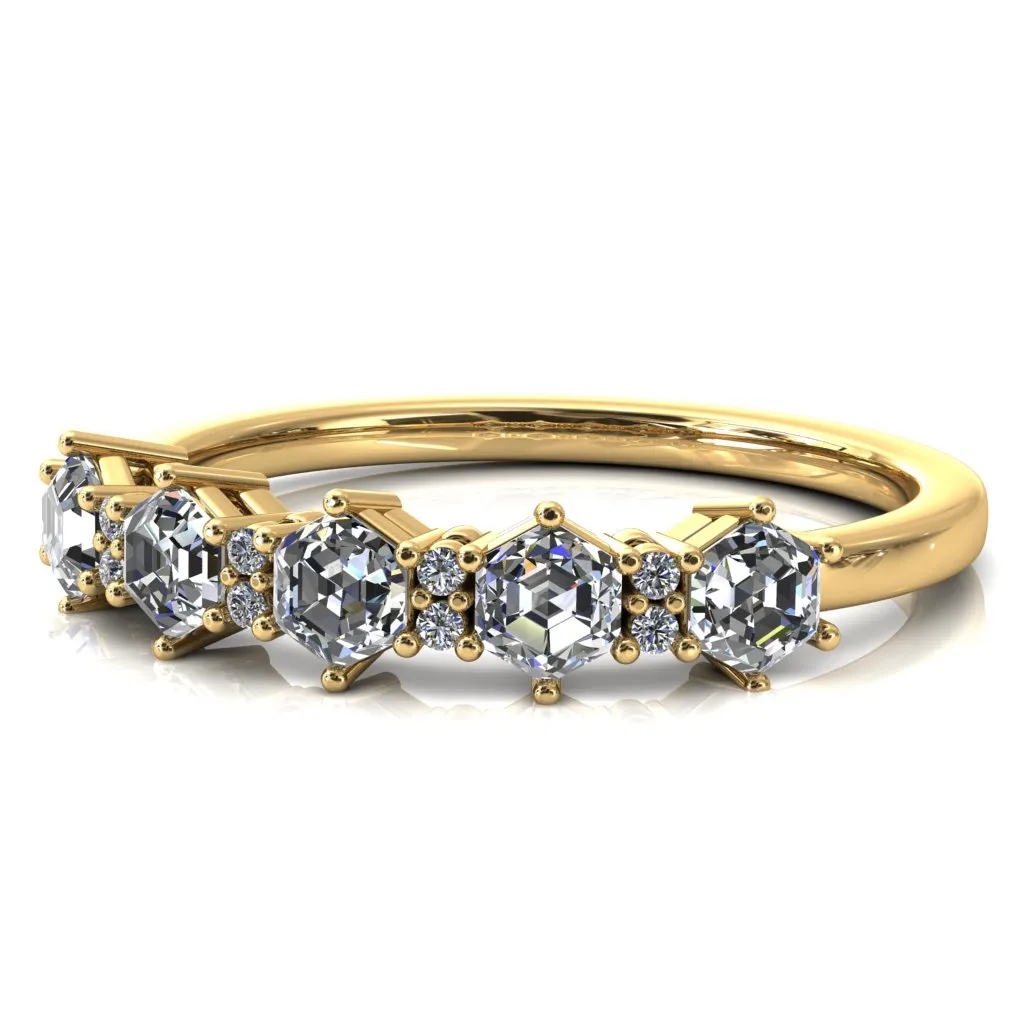 5-Stone 5mm Hexagon Diamond Accent Wedding Band