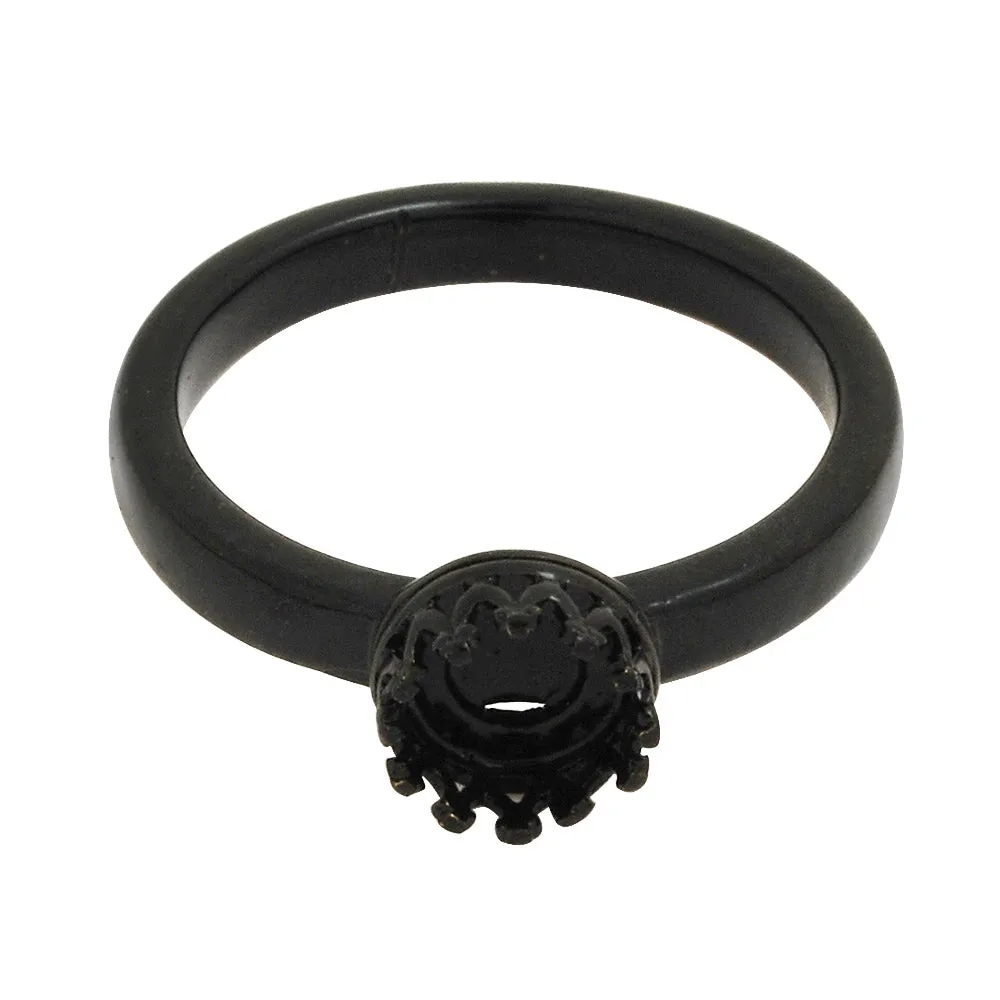 6mm Crown Cup Ring Blank Bases,Black Ring Bezel for Cabochon,Rings Setting,Zinc Alloy,sold 5pcs/lot