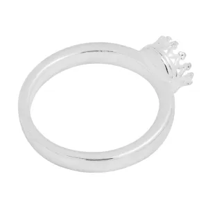 6mm Silver Plated Crown Cup Ring Blank Bases,Ring Bezel Cup for Cabochon,Zinc Alloy,sold 5pcs/lot