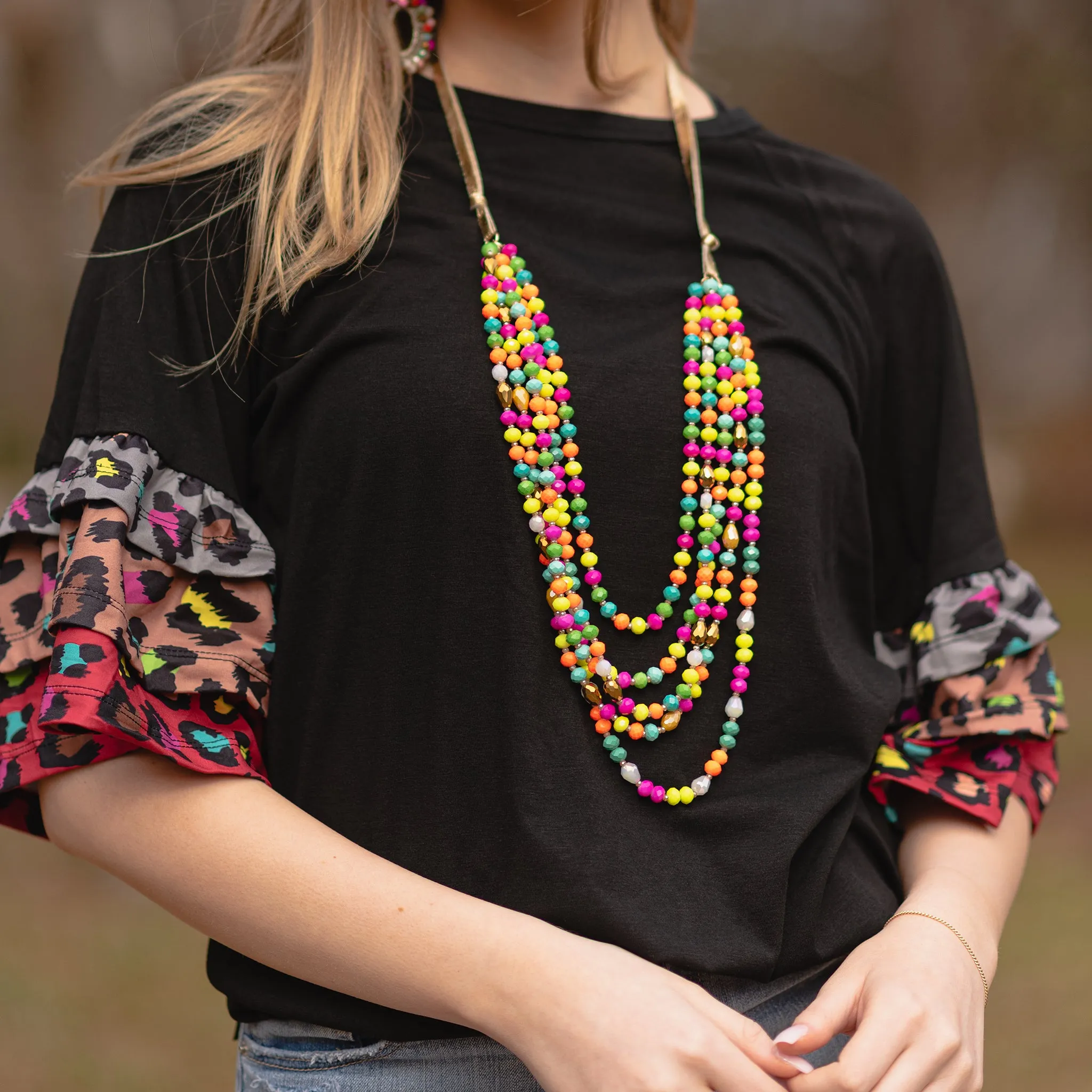 72655 - Beaded Layered Necklace - Multi