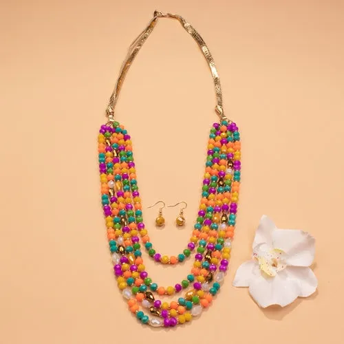 72655 - Beaded Layered Necklace - Multi