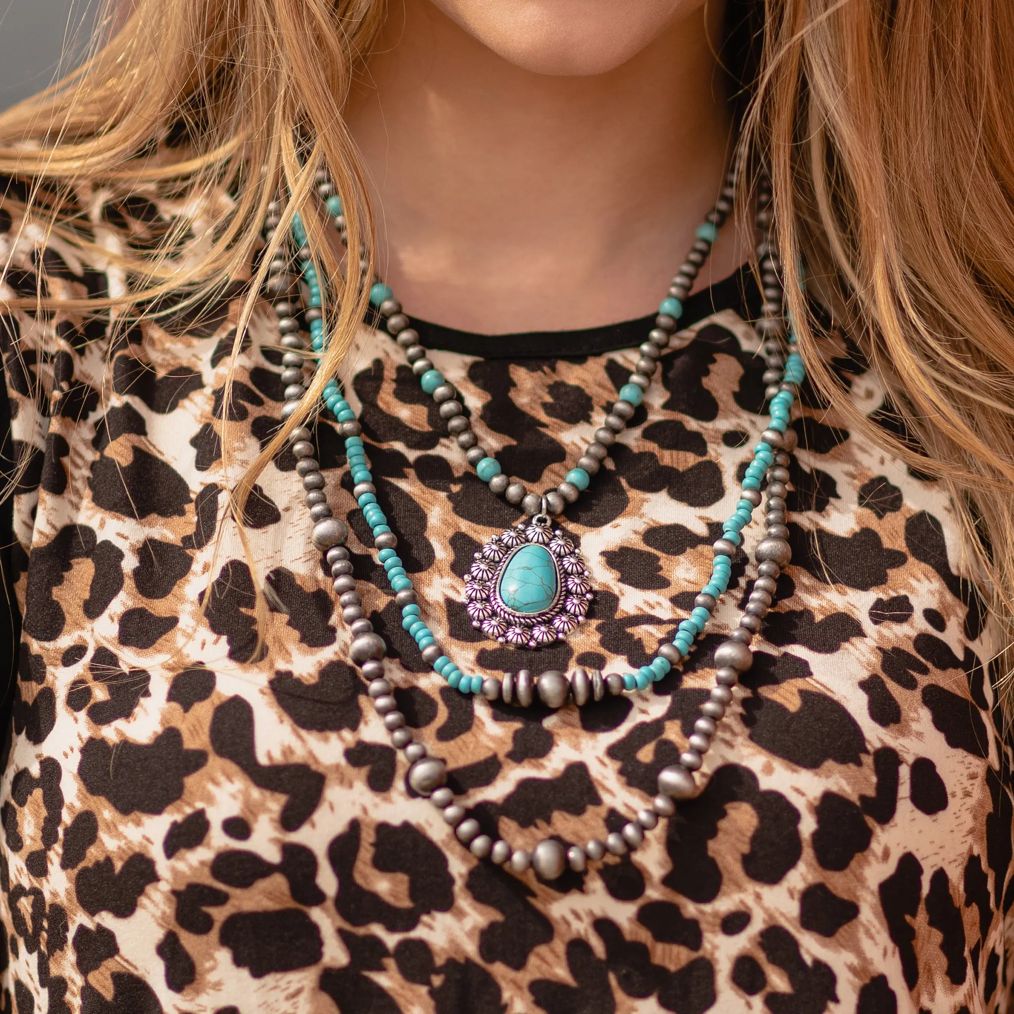 72848 - Squash Blossom Necklace - Turquoise & Silver