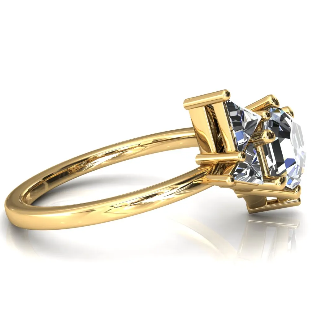 7.5mm Hexagon 5 Stone Triangle Ring